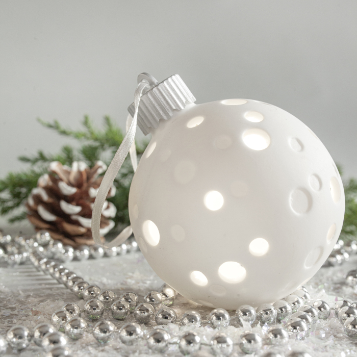 Set of porcelain Luminous Christmas Balls "White Christmas" 9pcs